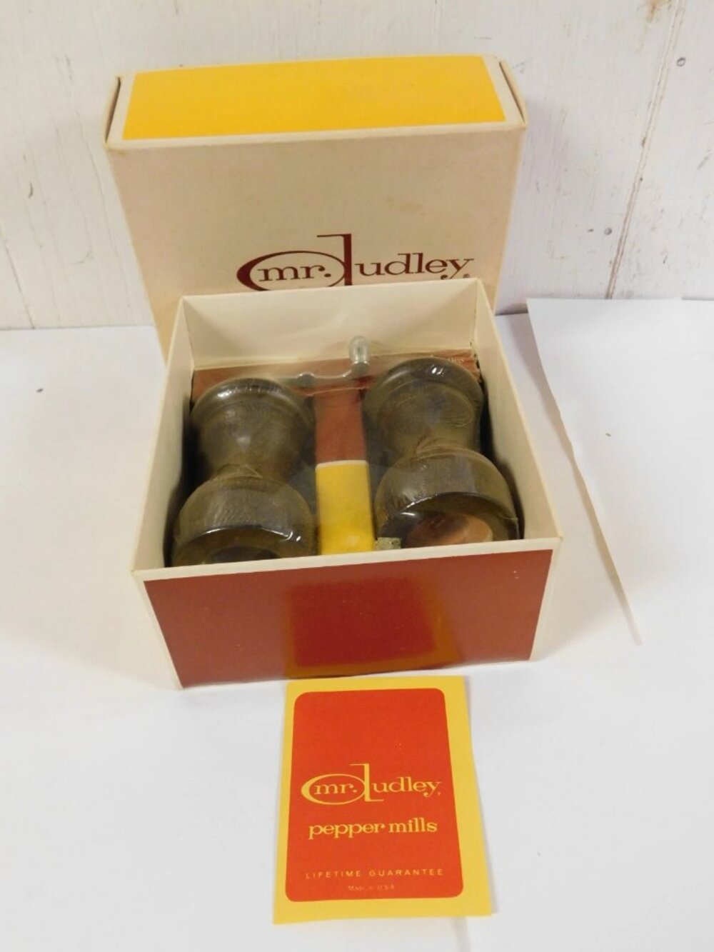 Vintage Wooden Mr Dudley Peppermills Salt Shaker & Peppermill USA Made